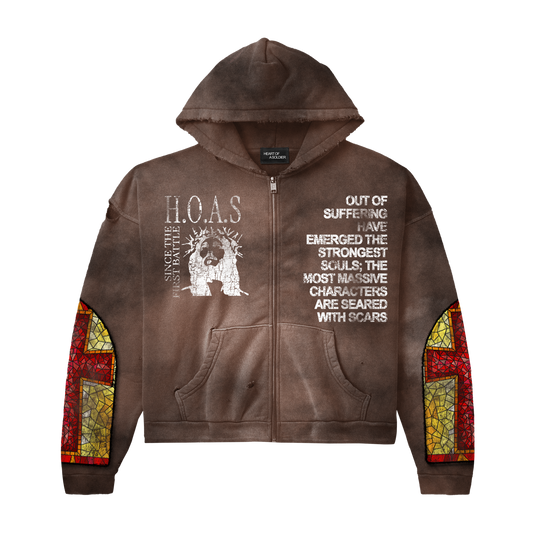 Stained Cross Zip-Up (Coffee Brown)